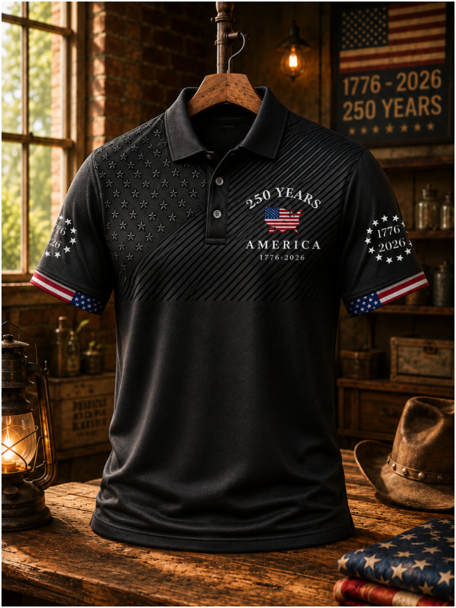 Men's Retro 250th America Anniversary Short-Sleeve Polo Shirt