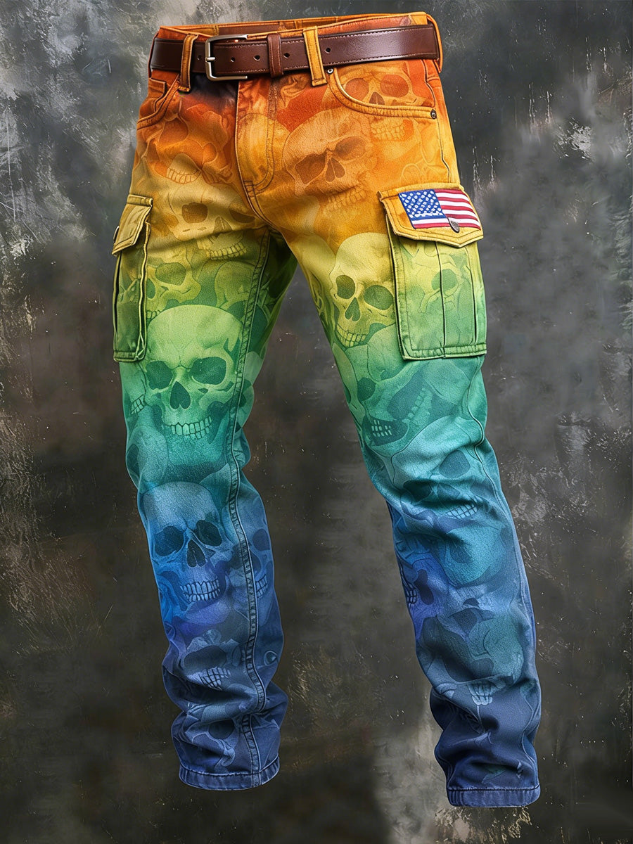 Men's Retro Old Fuckers Club Camouflage Print Casual Workwear Trousers
