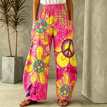 Women's Retro Bohemian Hippie Style Floral Print Casual Pants