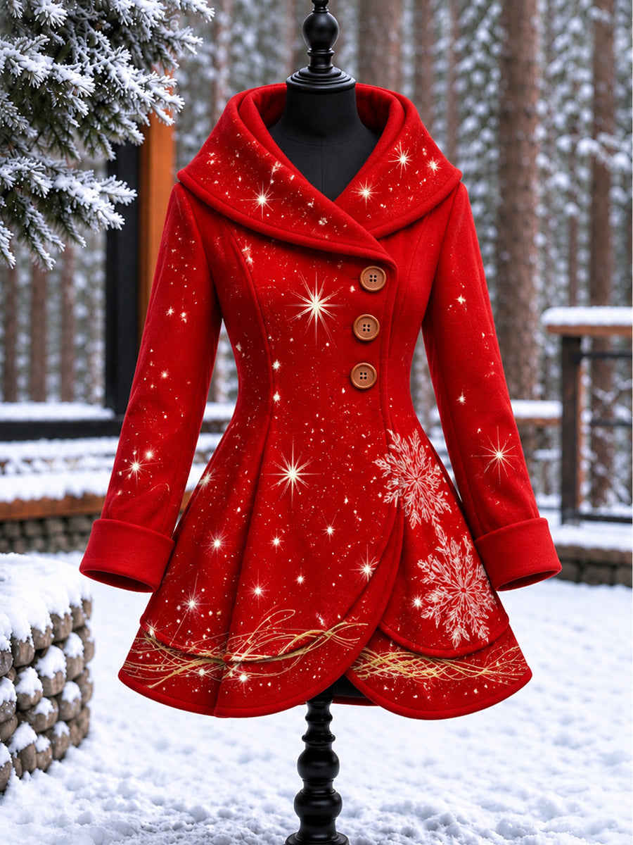 Women's Vintage Colorblock Asymmetrical Flared Coat