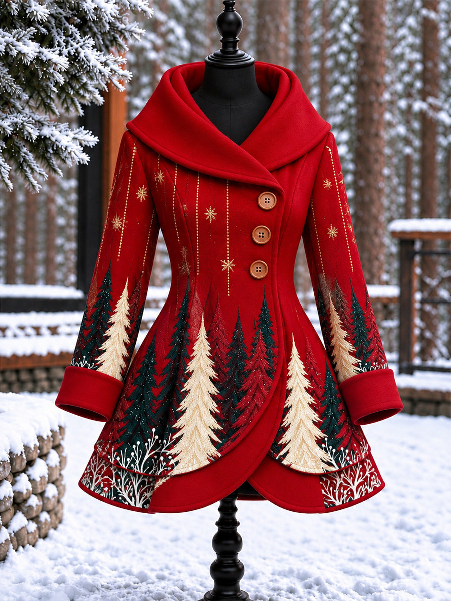 Women's Vintage Colorblock Asymmetrical Flared Coat