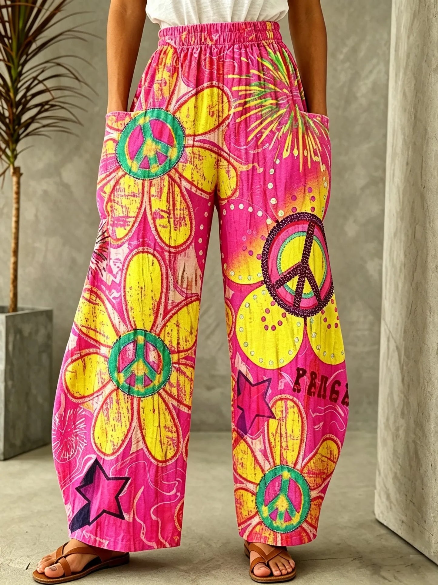 Women's Retro Bohemian Hippie Style Floral Print Casual Pants