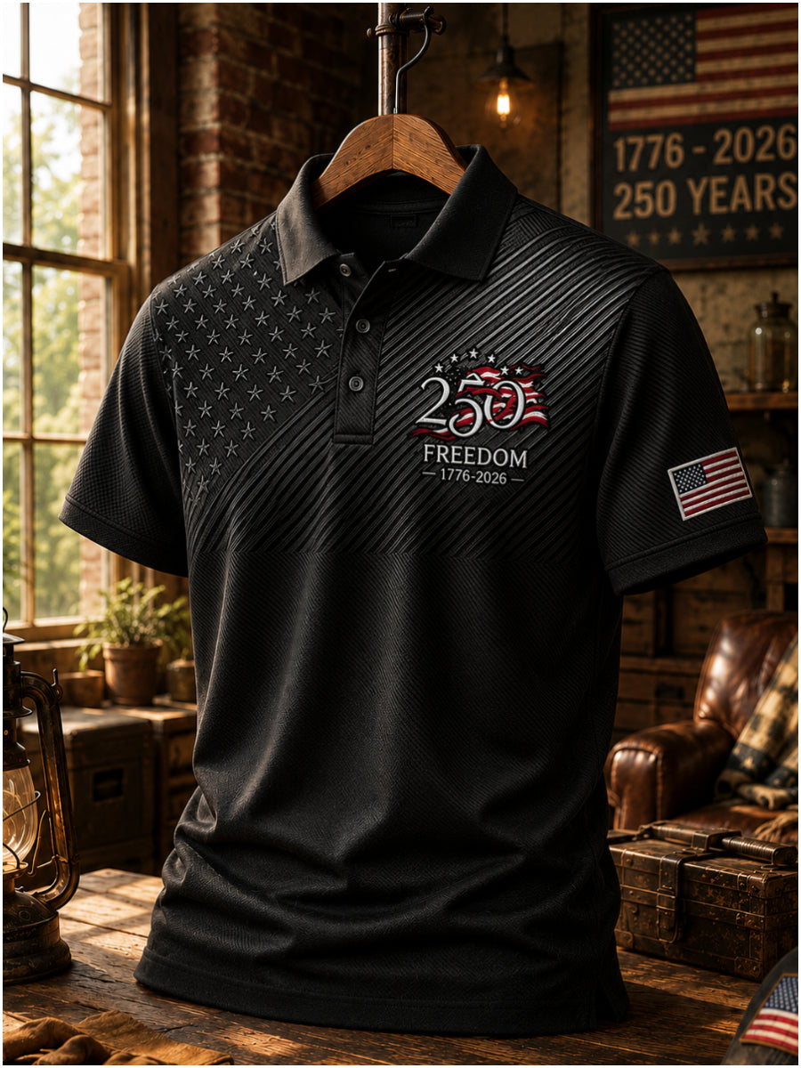 Men's Retro "Patriot" Color-Block Short-Sleeve Polo Shirt