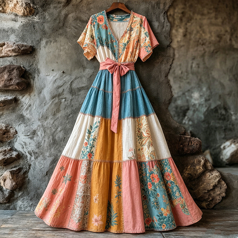 Women's Bohemian Floral Pattern Casual Short-sleeve Dress