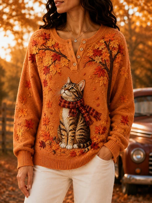 Women's Autumn Animal Print Knit Sweater
