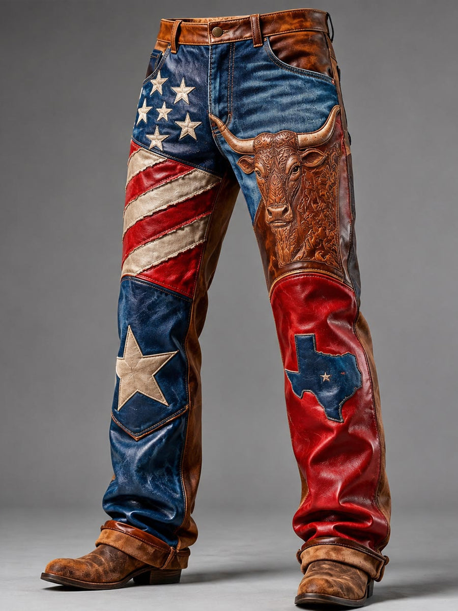 Men's Retro Style Art Print Casual Workwear Trousers