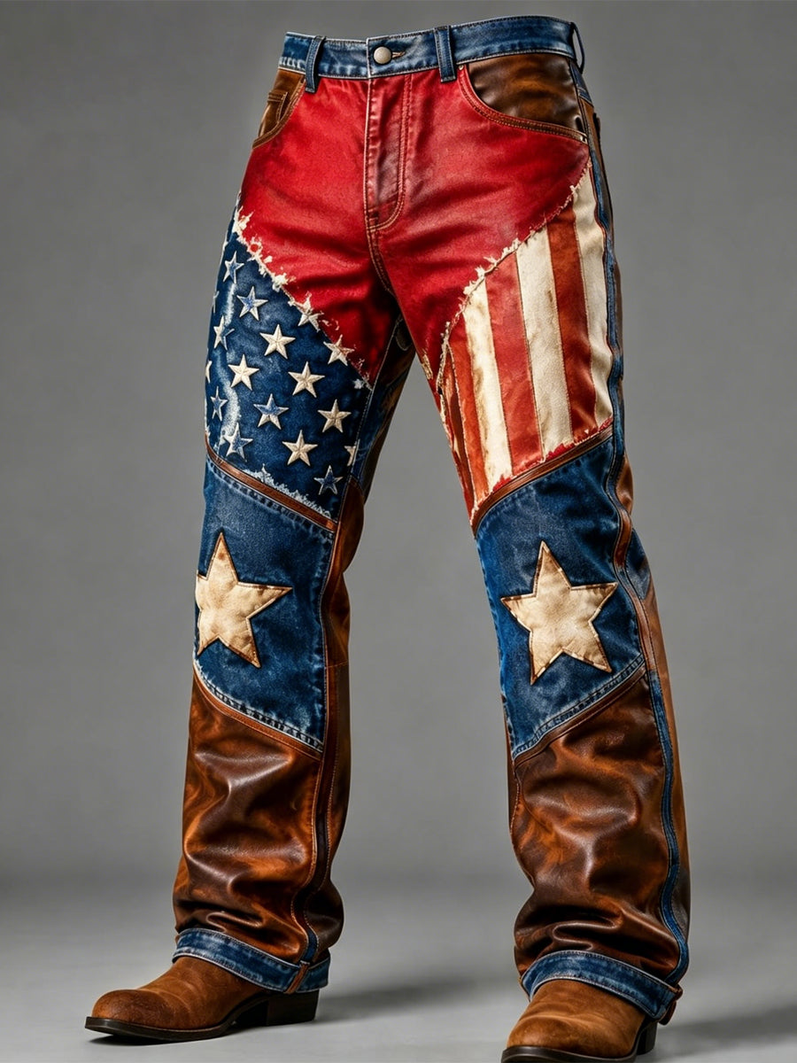Men's Retro Style Art Print Casual Workwear Trousers