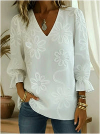 Women's Vintage Embroidered Slub Cotton Shirt