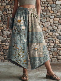 Ethnicity Bohemian Style Flowers Women's Art Print Casual Elastic Waist Loose Pants