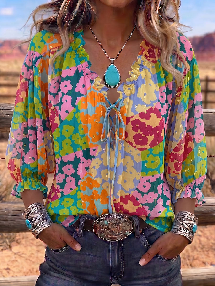 Vintage Art Print Summer Fabrics Casual Shirt