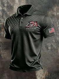 Men's Retro "Patriot" Color-Block Short-Sleeve Polo Shirt
