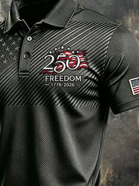Men's Retro "Patriot" Color-Block Short-Sleeve Polo Shirt