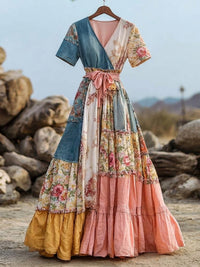 Women's Bohemian Floral Pattern Casual Short-sleeve Dress