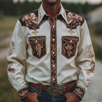 Men's Western Floral Embroidered Long Sleeve Shirt
