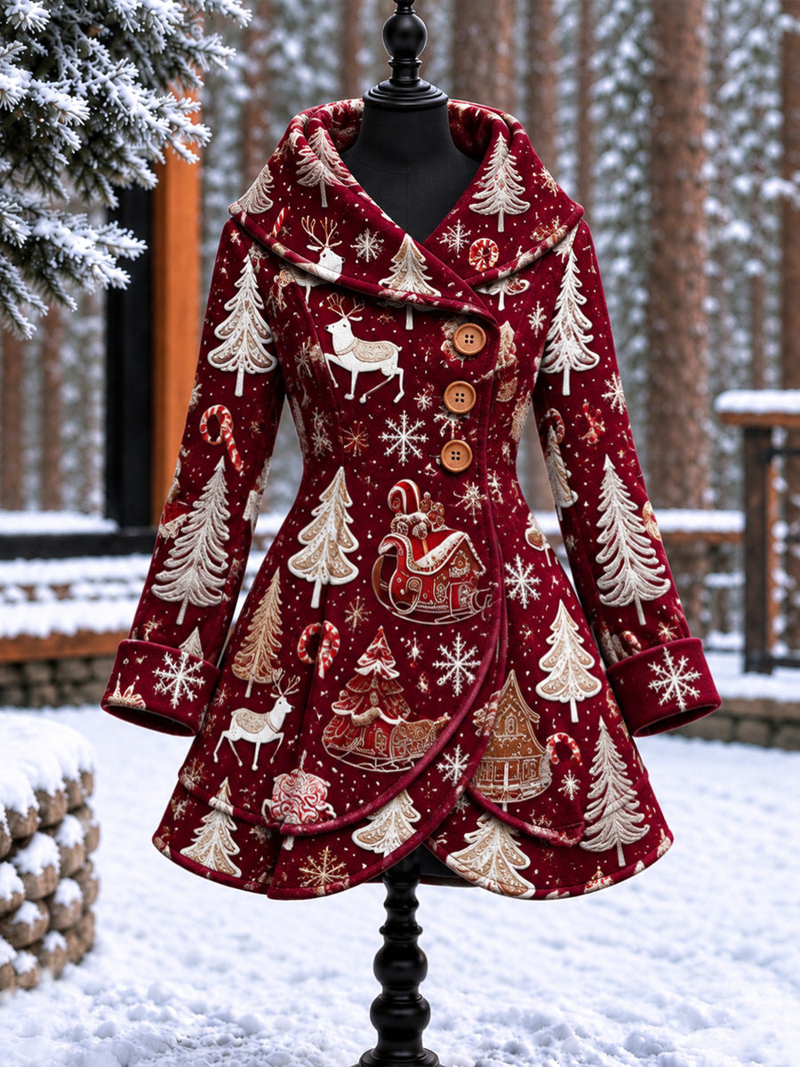 Women's Vintage Colorblock Asymmetrical Flared Coat