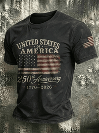 Men's USA 1776-2026 Freedom Printed Casual T-shirt