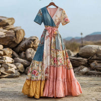 Women's Bohemian Floral Pattern Casual Short-sleeve Dress
