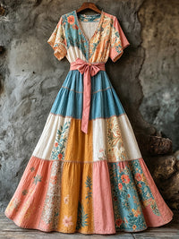 Women's Bohemian Floral Pattern Casual Short-sleeve Dress