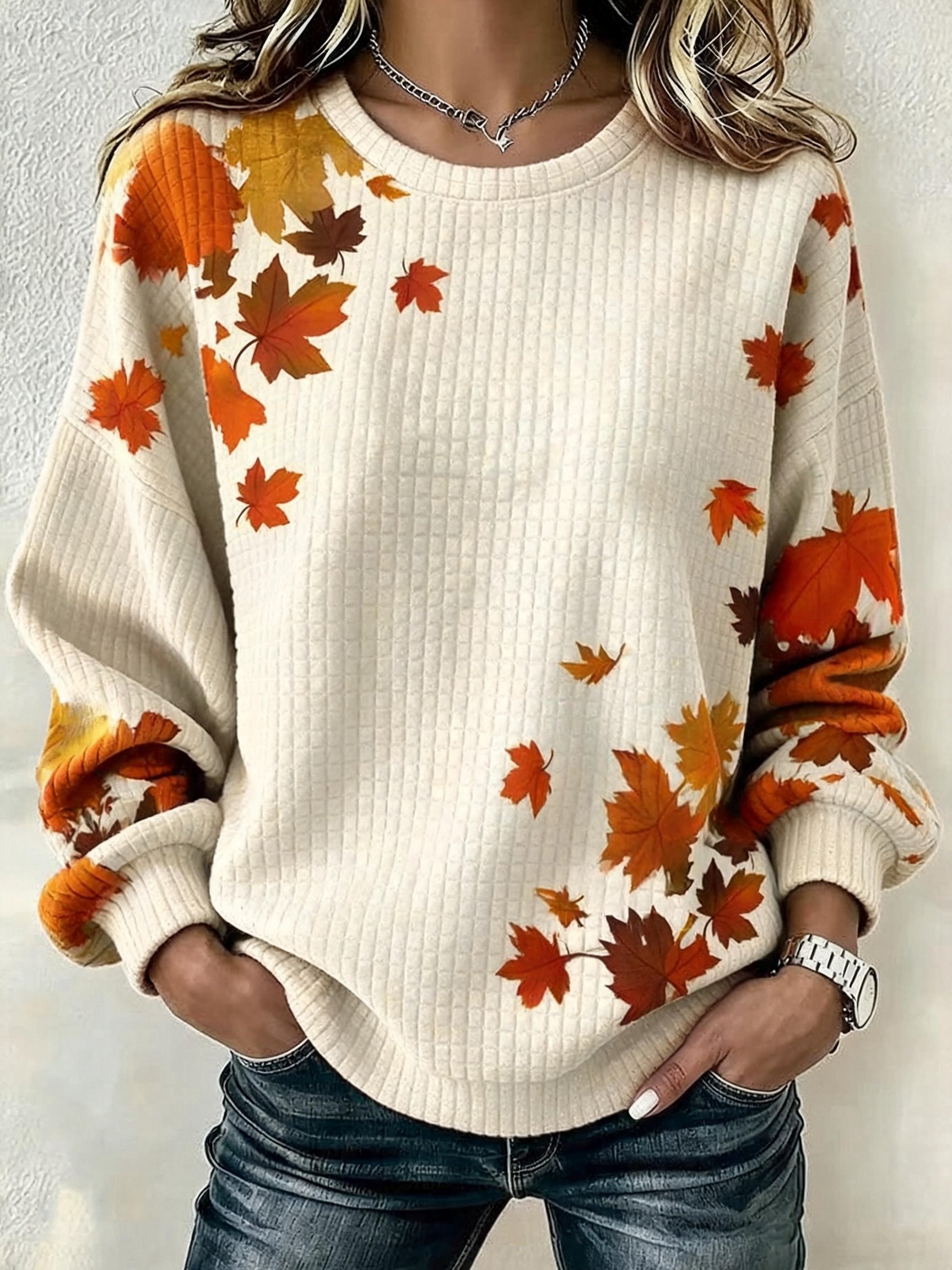 Women's Casual Maple Leaf Pullover Sweatshirt