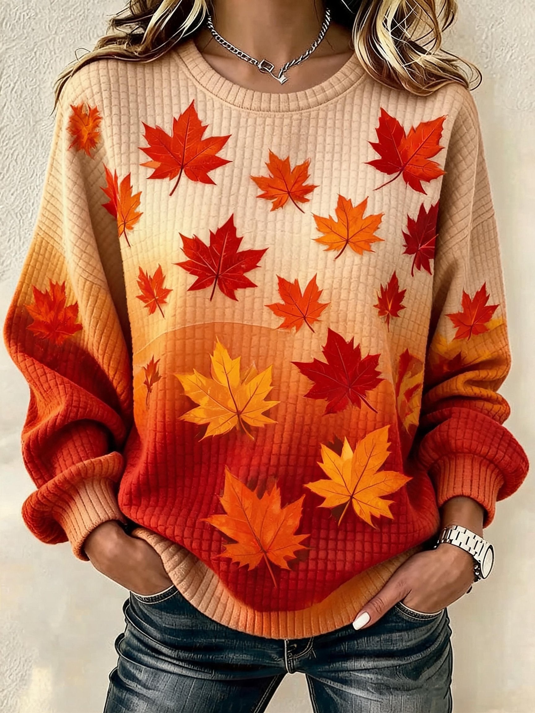 Women's Casual Maple Leaf Pullover Sweatshirt