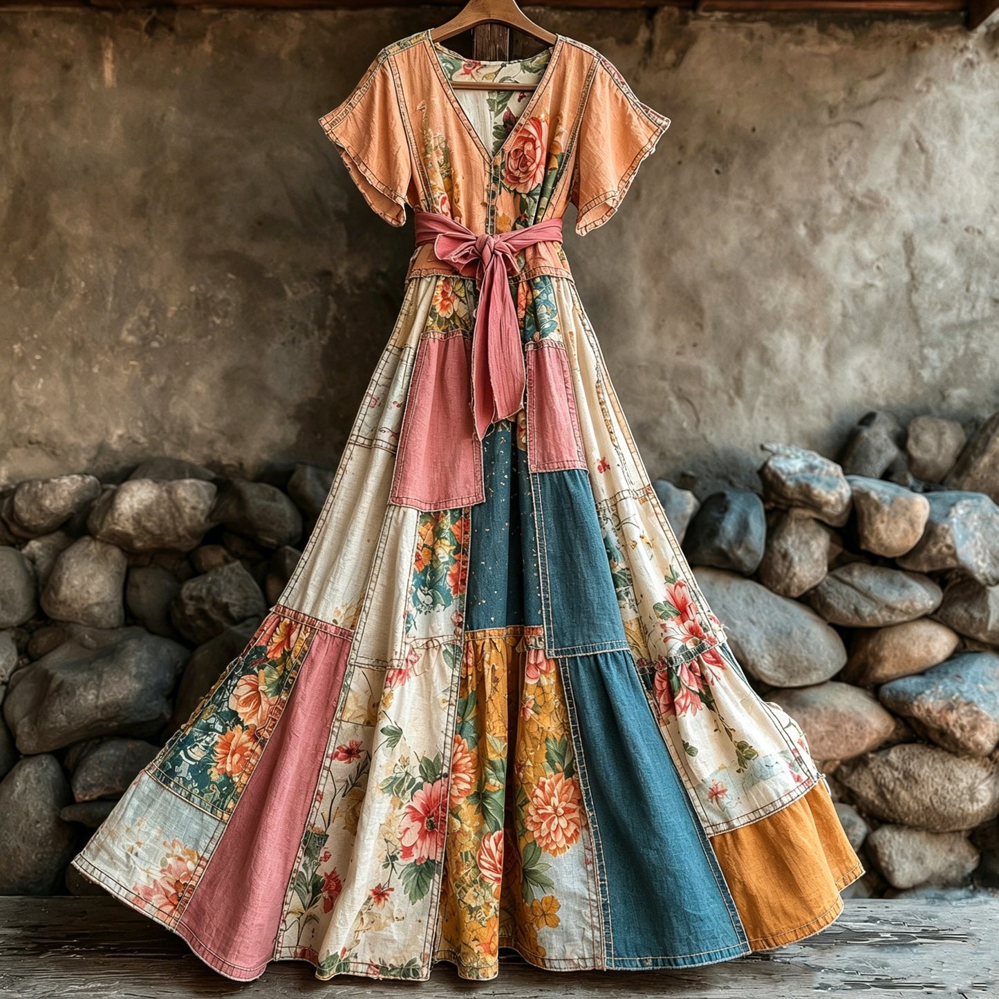 Women's Bohemian Floral Pattern Casual Short-sleeve Dress