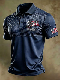Men's Retro "Patriot" Color-Block Short-Sleeve Polo Shirt